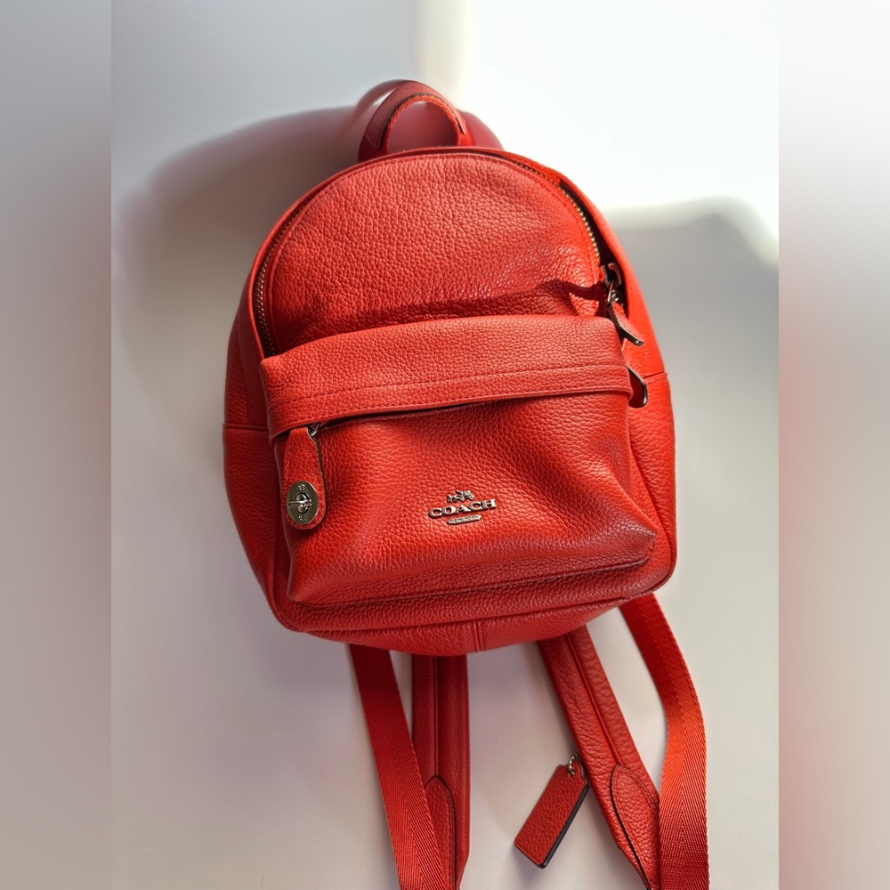 Coach Mini Leather Backpack, Tomato Red